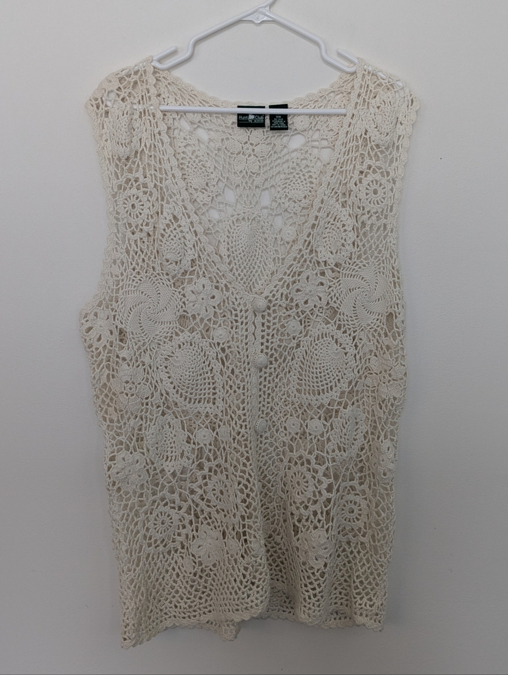 Hunt Club Crochet Vest Ivory 16W